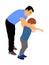 Physiotherapist and kid, boy exercising in rehabilitation center .Doctor supports the child during physiotherapy treatment.