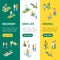 Physiotherapy People 3d Isometric View Banner Vecrtical Set . Vector