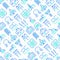 Physiotherapy seamless pattern with thin line icons