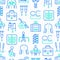 Physiotherapy seamless pattern with thin line icons: rehabilitat