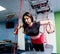 Physiotherapy. Suspension training therapy. Young woman doing fitness therapy.