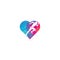 Physiotherapy treatment heart shape concept logo