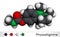 Physostigmine, eserine, C15H21N3O2 molecule. It is cholinesterase inhibitor, toxic parasympathomimetic indole alkaloid. Molecular