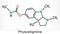 Physostigmine, eserine, C15H21N3O2 molecule. It is cholinesterase inhibitor, toxic parasympathomimetic indole alkaloid. Skeletal