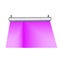 Phyto lamp for plants hanging on ceiling. Purple light of lamp with LED infrared and UV light. Colored vector stock illustration.