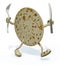 Piadina with arms, legs fork and knife on hands