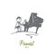 Pianist concept. Hand drawn isolated vector