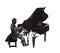 Pianist, musical instruments, black and white graphics, abstraction
