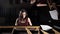 Pianist musician piano music playing. Musical instrument grand piano with woman performer