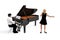 Pianist at the piano with a girl who sings
