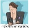 Pianist playing the piano cartoon illustration