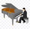 pianist plays the grand piano character illustration on white background