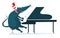 Pianist rat or mouse plays piano isolated illustration
