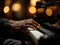 Pianist\\\'s hands on the keyboard of a grand piano