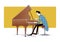 Pianist sits at the piano and plays music