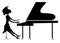 Pianist woman, piano. Art silhouette