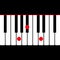 Piano chord G minor & x28;Gm& x29; shown by red circle on the key