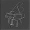 Piano continuous one line vector drawing. Pianoforte