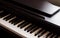 Piano and Electronic piano keyboard with black backgrounds. Closeup of black and white piano keys,  copy space, banner