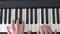 Piano hands close up black and white keys