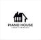 Piano House Logo Icon Designs Vector Stock . Piano Home Logo Icon Designs retro Hispter silhouette