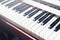 Piano jazz musical tool, Close up of piano keyboard, Piano keyboard background with selective focus.Cool color and Daylight