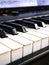 The piano keyboard with black and white keys and notes. Music and sound.
