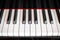 Piano keyboard frontal view, straight keyboard