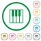 Piano keyboard outlined flat icons