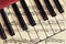Piano Keyboard with Sheet Music Surface