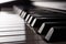 Piano keyboard side view - Sepia