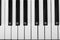 Piano keyboard of synthesizer close-up. Top view