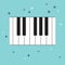 Piano keyboard top view. Musical flat background