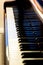 Piano keyboard. Vertical closeup composition