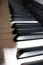 Piano keyboards in close up