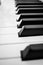 Piano keyboards in close up