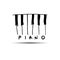 Piano keyboards vector illustrations. Various angles and views