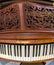 Piano keys on old pianoforte