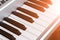 Piano keys, synth closeup, background, toned