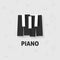 Piano keys vector flat black and white, keyboard