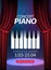 Piano music concert background. Musical illustration poster.