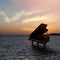 Piano outside shot at beach