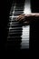 Piano player. Pianist hands playing grand piano