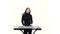 Piano playing. Young girl plays on electronic keyboards. Slow motion