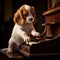 Piano Pup Serenade: Adorable Canine Composer Crafts Musical Wonderland