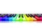 Piano with rainbow colored keys background