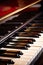 piano\\\'s keys in close-up detail, revealing the black and white keys, instrument\\\'s music.