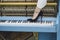 Piano and sexy legs, musical style, grunge instrument.