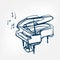 Piano sketch vector illustration isolated design element