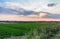 Pianura padana landscape at sunset with a dramatic sky